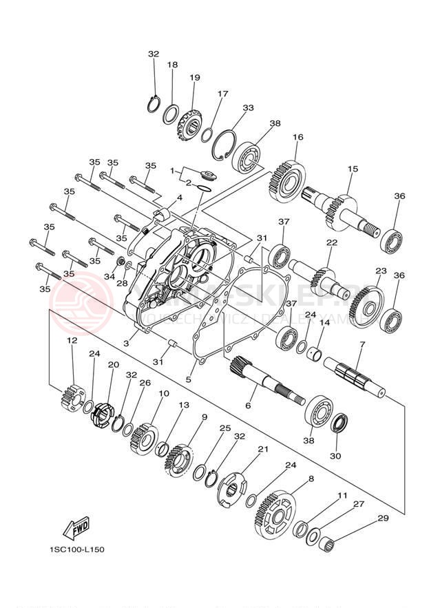 Schemat "Skrzynia biegów " do Yamaha GRIZZLY 300 YFM30GBL/YFM30GBGR