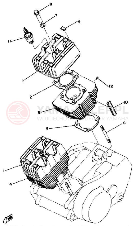 Schemat "głowica" do Yamaha RD400E
