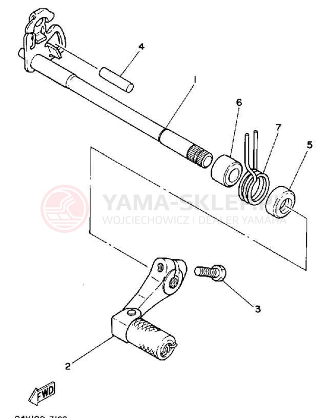 Schemat "Dźwignia zmiany biegów, wałek" do Yamaha WR500ZE