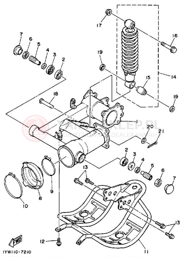 Schemat "wahacz, zawieszenie tył" do Yamaha MOTO-4 YFM350ERT