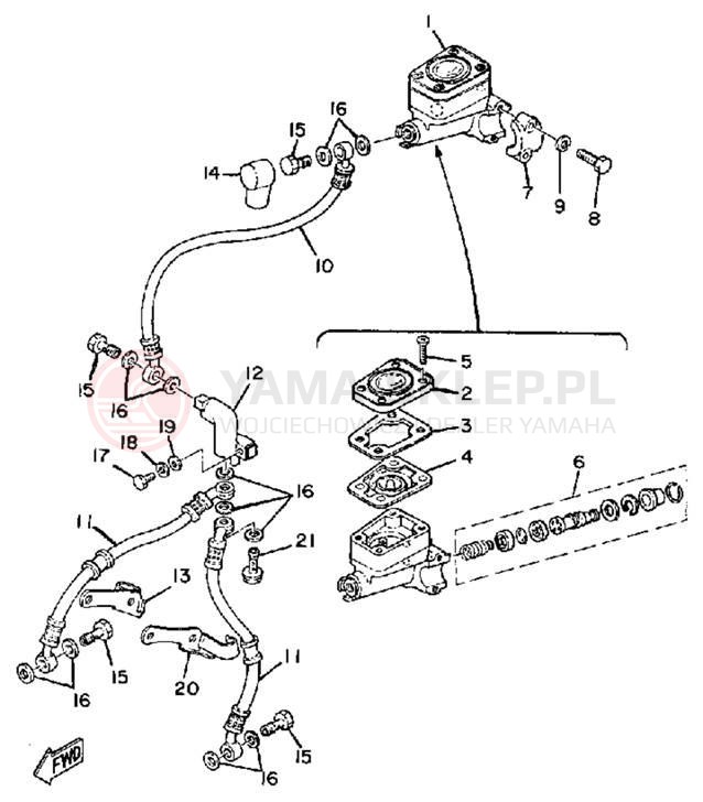 Schemat "Pompa hamulcowa przednia" do Yamaha XS850SG