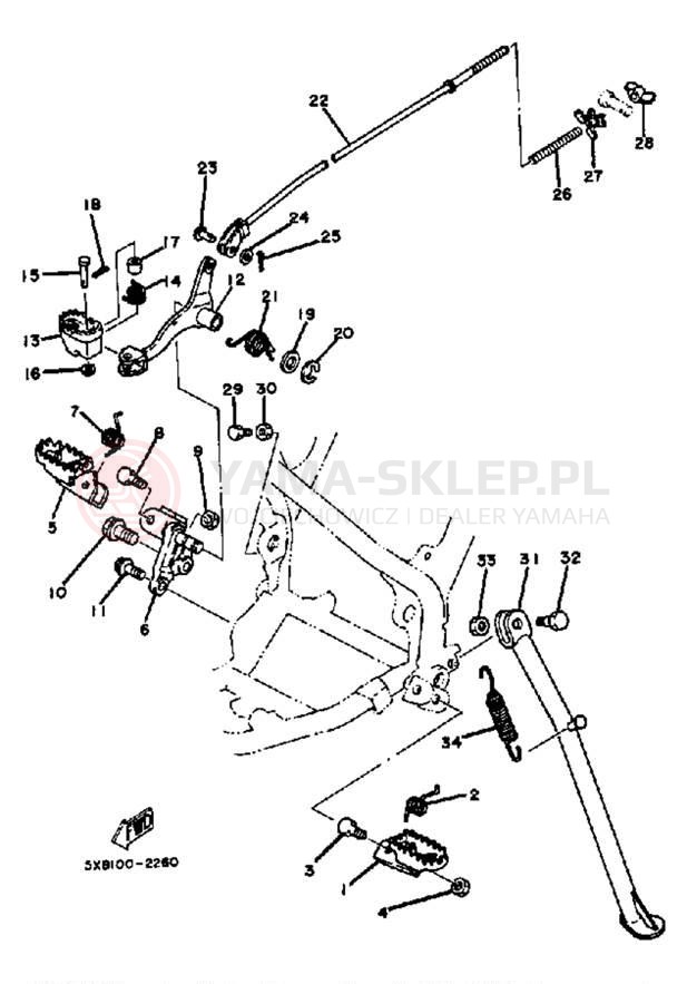 Schemat "Stopka postojowa i podnóżki" do Yamaha IT175K