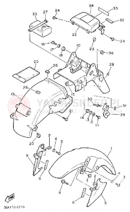 Schemat "błotnik" do Yamaha FZR1000D/FZR1000DC