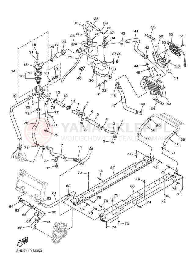 Schemat "Układ chlodzenia" do Yamaha APEX XTX RX10PXTDB/RX10PXTDW