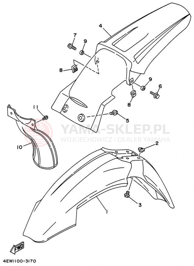 Schemat "błotnik" do Yamaha WR250ZH