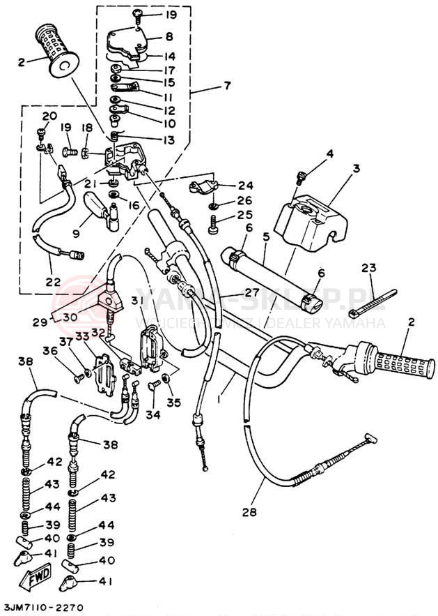 Schemat "Kierownica i osprzęt" do Yamaha BLASTER YFS200F