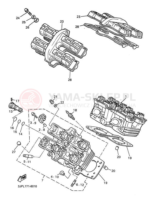 Schemat "głowica" do Yamaha V-MAX 1200 VMX12JC/VMX12J