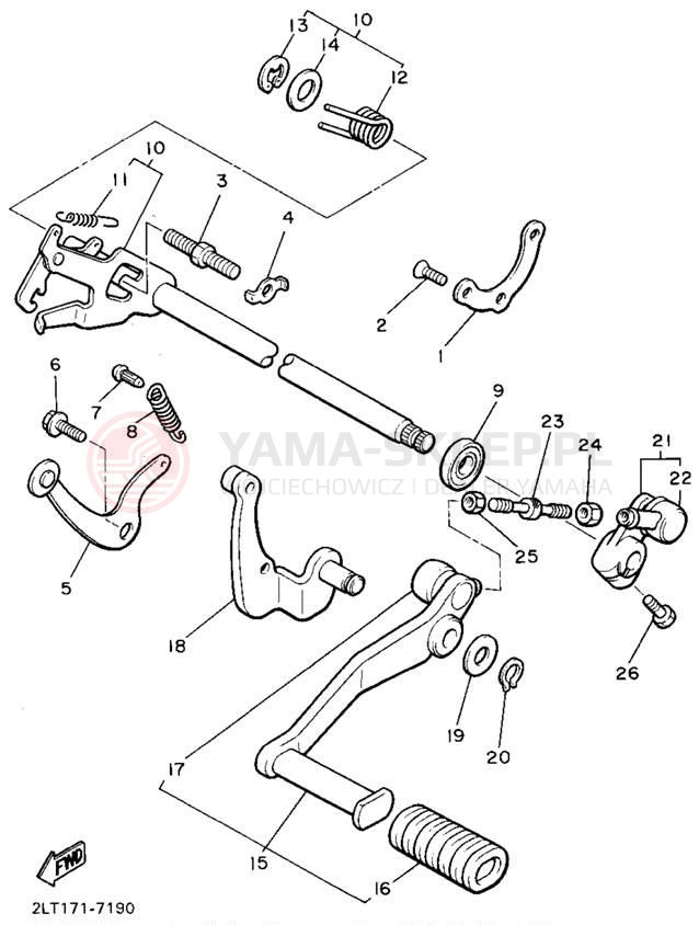 Schemat "Dźwignia zmiany biegów, wałek" do Yamaha V-MAX 1200 VMX12FC/VMX12F