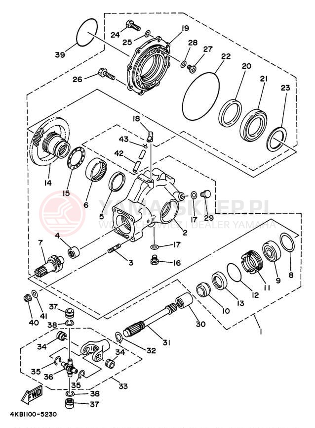 Schemat "Wał napędowy" do Yamaha WOLVERINE YFM35FXJ