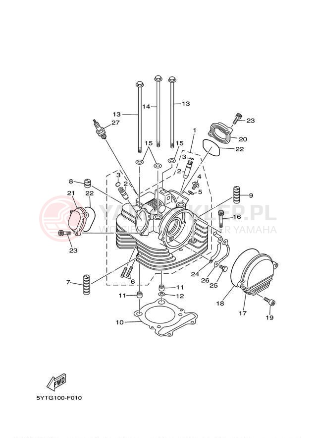 Schemat "głowica" do Yamaha RAPTOR 350 YFM35RZW
