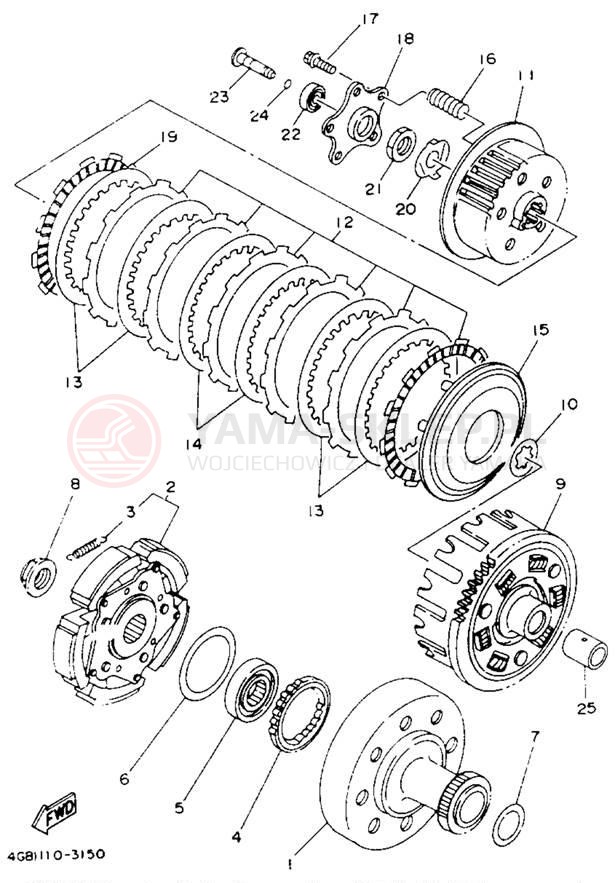 Schemat "sprzęgło" do Yamaha KODIAK 4WD YFM400FWE_