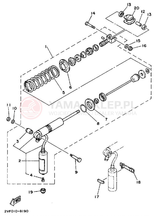 Schemat "zawieszenie tył" do Yamaha YZ80W