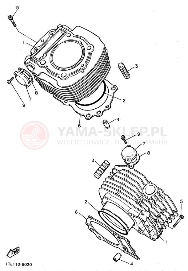 Schemat "cylinder" do Yamaha VIRAGO 1100 XV1100G/XV1100GC