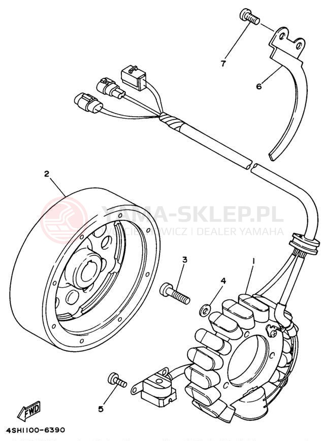 Schemat "prądnica" do Yamaha KODIAK 4WD YFM400FWH_