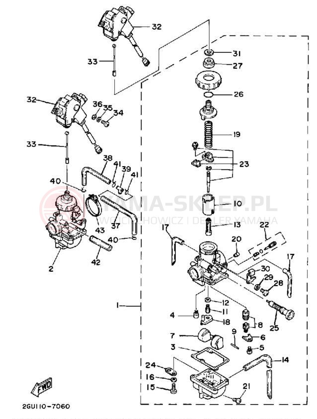 Schemat "Gaźnik" do Yamaha YFZ350T