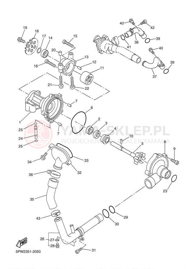 Schemat "Pompa wody" do Yamaha YZFR1 YZFR1PC/YZFR1P