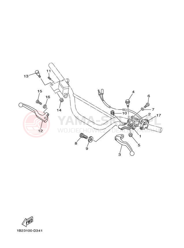 Schemat "Kierownica i osprzęt" do Yamaha TT-R125L TTR125LT