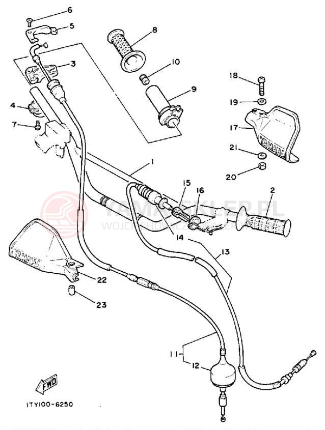 Schemat "Kierownica i osprzęt" do Yamaha IT200S
