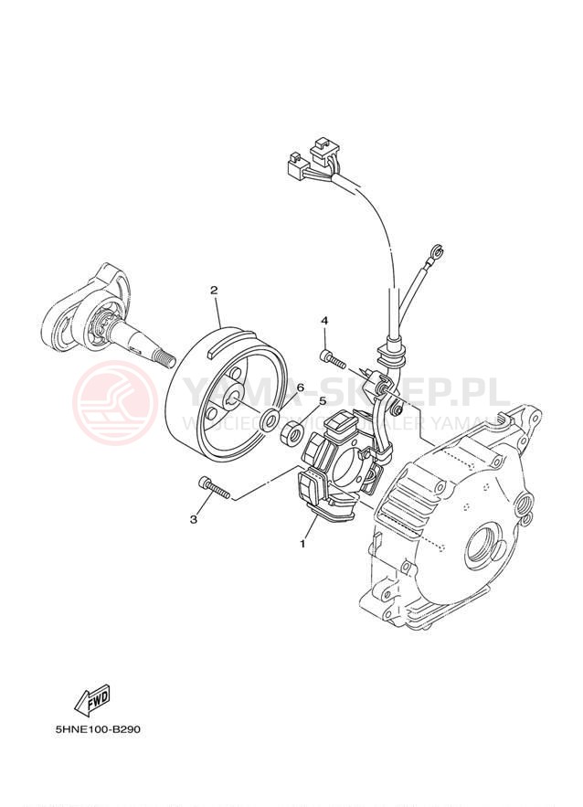 Schemat "prądnica" do Yamaha TTR90 TTR90ER