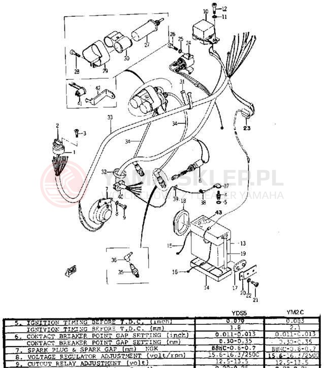 Schemat "układ elektryczny" do Yamaha YDS5/YM2C