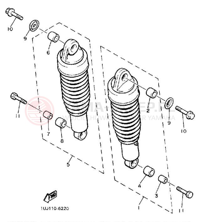Schemat "zawieszenie tył" do Yamaha RADIAN YX600UC/YX600U