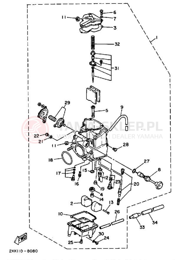 Schemat "Gaźnik" do Yamaha WARRIOR YFM350XU