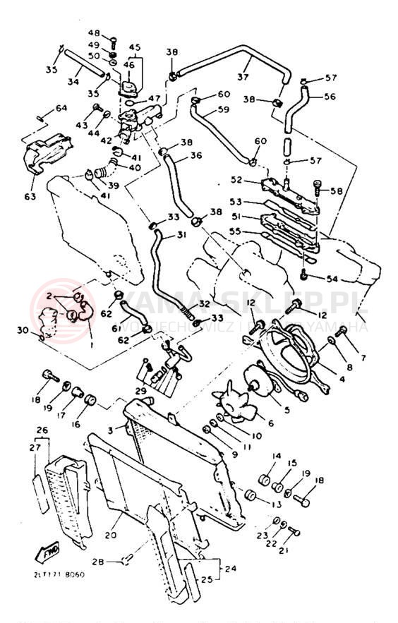 Schemat "Układ chlodzenia" do Yamaha V-MAX 1200 VMX12B/VMX12BC