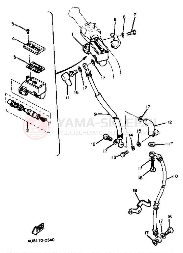 Schemat "Pompa hamulcowa przednia" do Yamaha XJ550RK