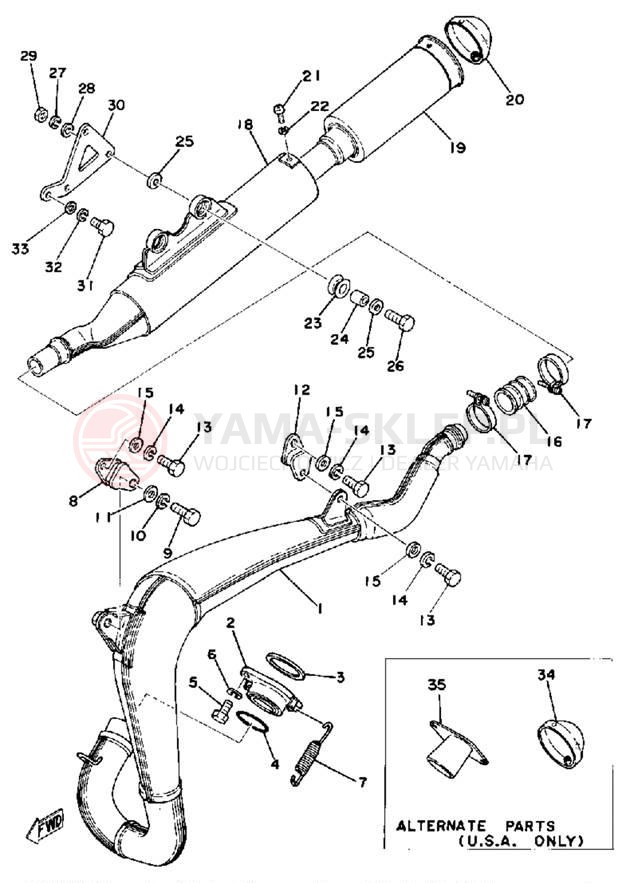 Schemat "Wydech końcowy" do Yamaha IT250E/IT400E