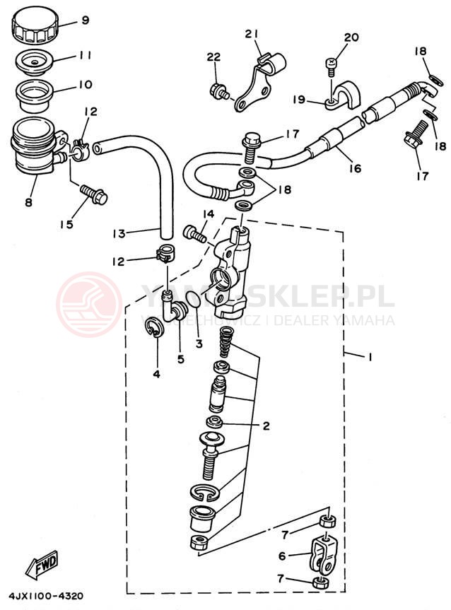 Schemat "Pompa hamulcowa tył" do Yamaha WR250ZH