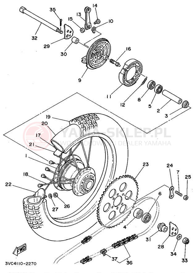 Schemat "Koło tył" do Yamaha RT180D