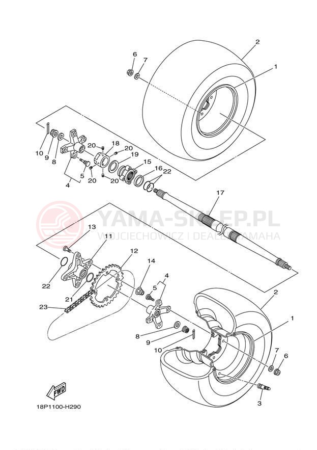 Schemat "Koło tył" do Yamaha YFZ450R YFZ450RYL/YFZ450RYW