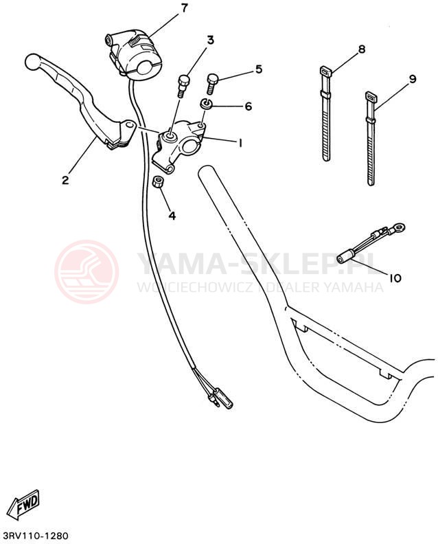 Schemat "Kierownica i osprzęt" do Yamaha YZINGER PW80N1