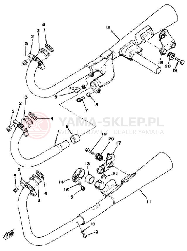 Schemat "Wydech końcowy" do Yamaha XS750SF