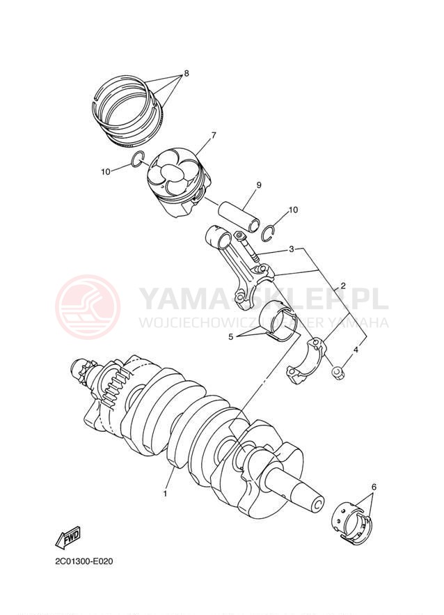 Schemat "Wał korbowy, tłok" do Yamaha R6 CA YZFR6WC/YZFR6W