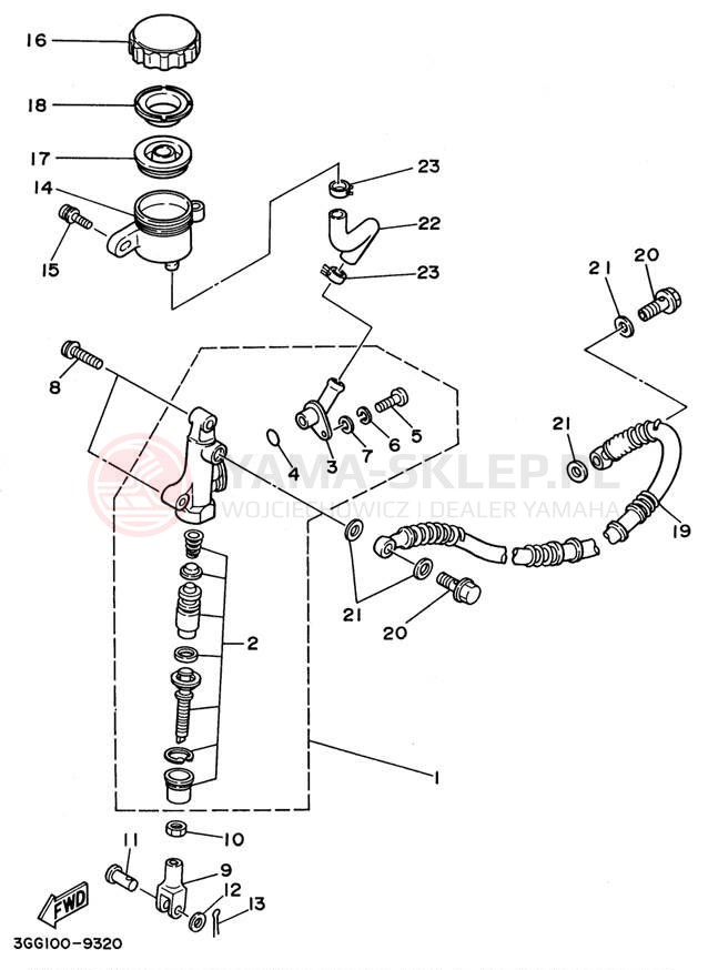 Schemat "Pompa hamulcowa tył" do Yamaha BANSHEE YFZ350H_MN