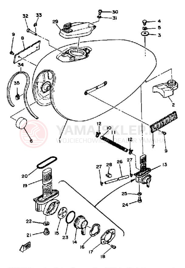 Schemat "zbiornik paliwa" do Yamaha XS650SG