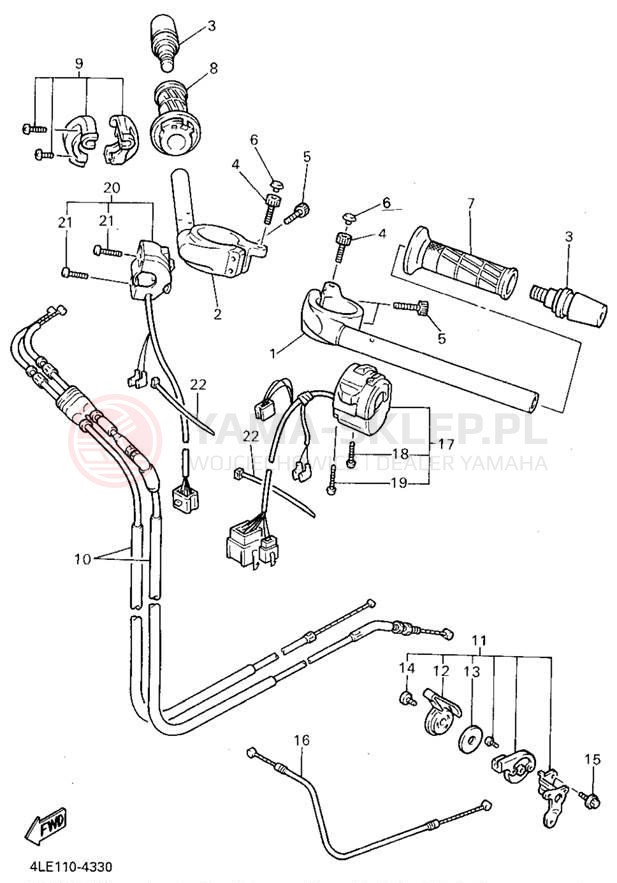 Schemat "Kierownica i osprzęt" do Yamaha YZF750RF/YZF750RFC