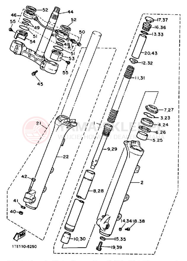 Schemat "Amortyzatory przód" do Yamaha VIRAGO 1100 XV1100BC/XV1100B