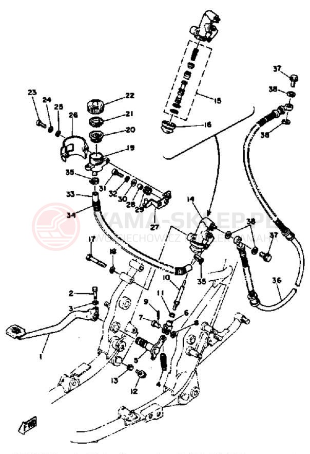 Schemat "Dźwignia hamulca tylnego" do Yamaha XS650SG