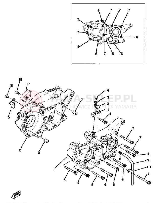 Schemat "Obudowa silnika" do Yamaha YZ250F