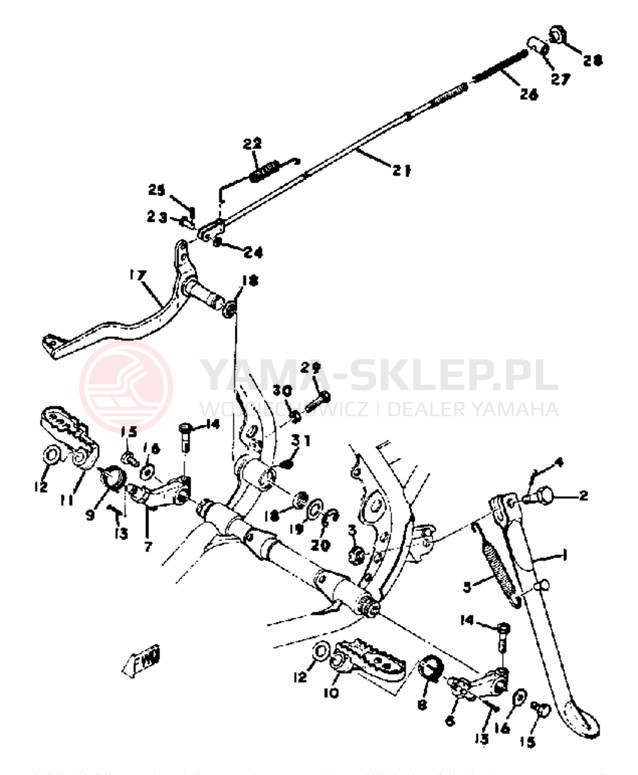 Schemat "Stopka postoj., dźw. Hamulca tył" do Yamaha MX400B