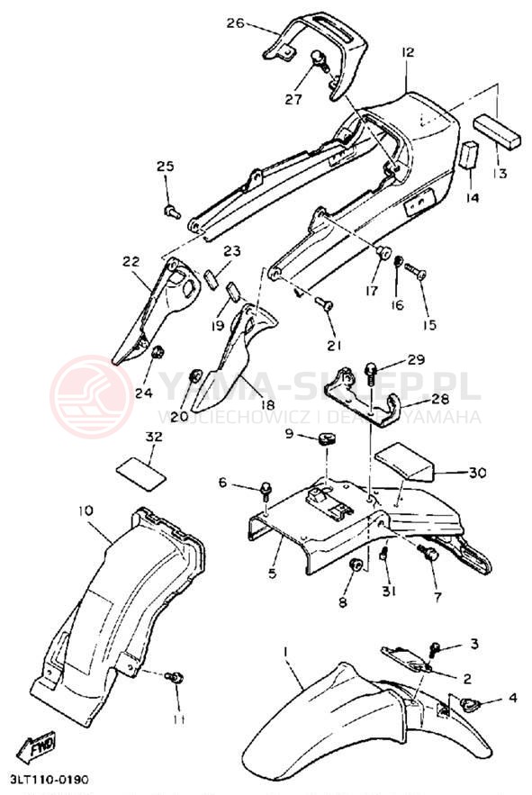 Schemat "błotnik" do Yamaha RADIAN YX600A/YX600AC