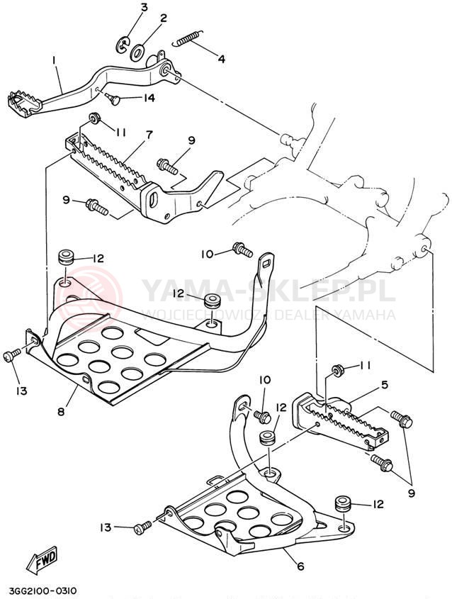 Schemat "Stopka postojowa i podnóżki" do Yamaha BANSHEE YFZ350P
