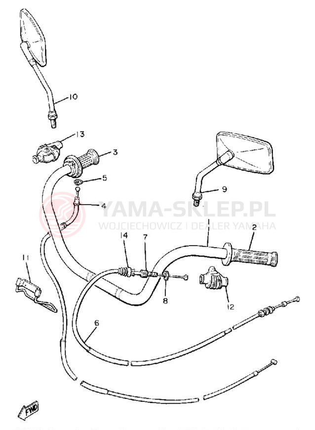 Schemat "Kierownica i osprzęt" do Yamaha XS850SH