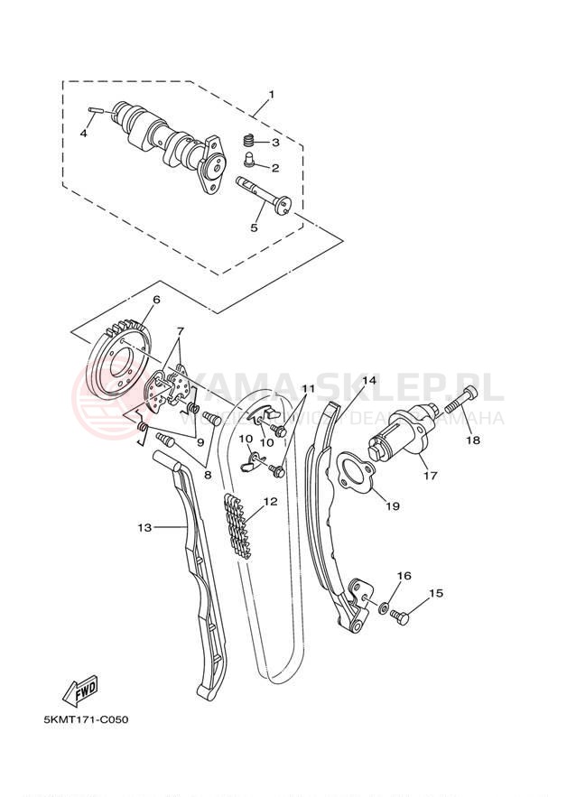 Schemat "Rozrząd - łańcuszek" do Yamaha GRIZZLY 660 HUNTER YFM66FGHX