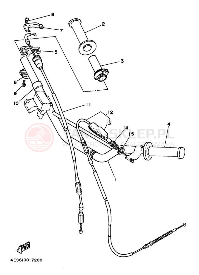 Schemat "Kierownica i osprzęt" do Yamaha YZ80 YZ80J1