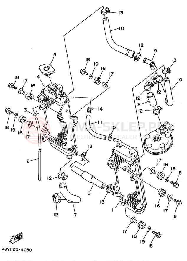Schemat "Układ chlodzenia" do Yamaha YZ125 YZ125G1