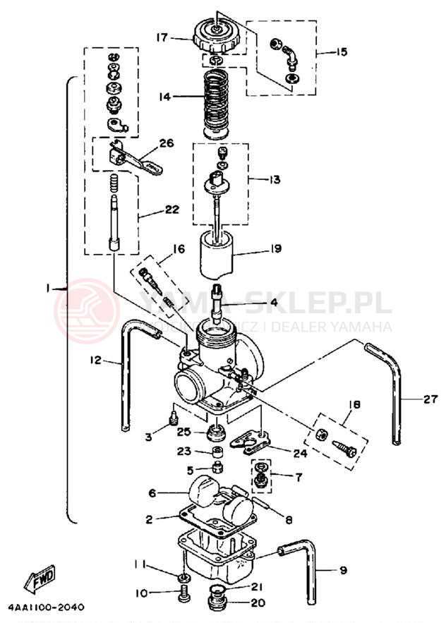 Schemat "Gaźnik" do Yamaha WR250ZD
