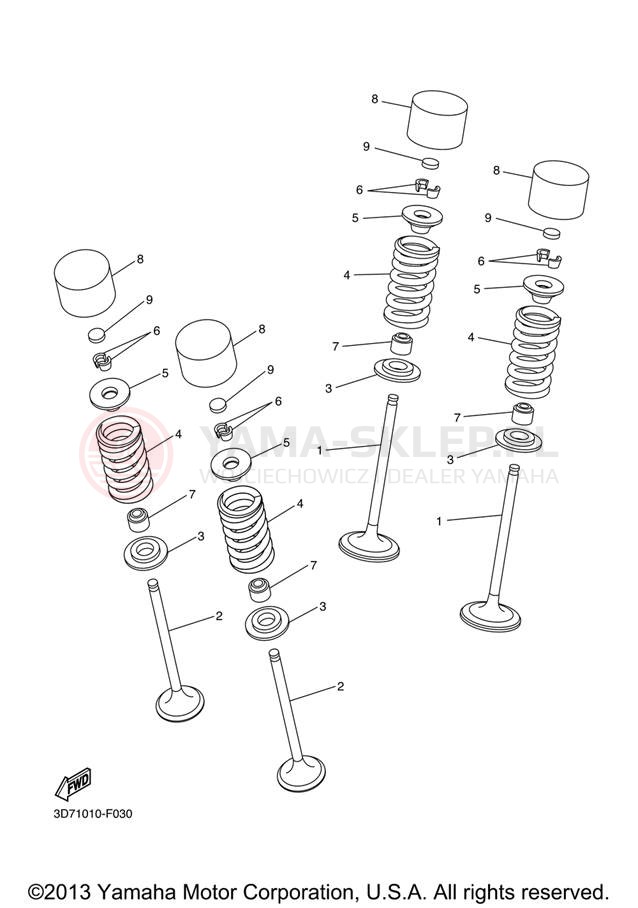 Schemat "zawory" do Yamaha WR250R WR25RXCL/WR25RXL